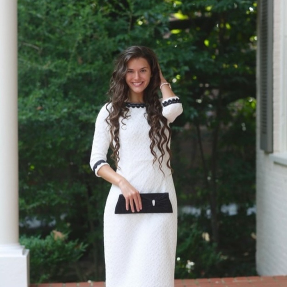 Elegant White Dress with Black Accents